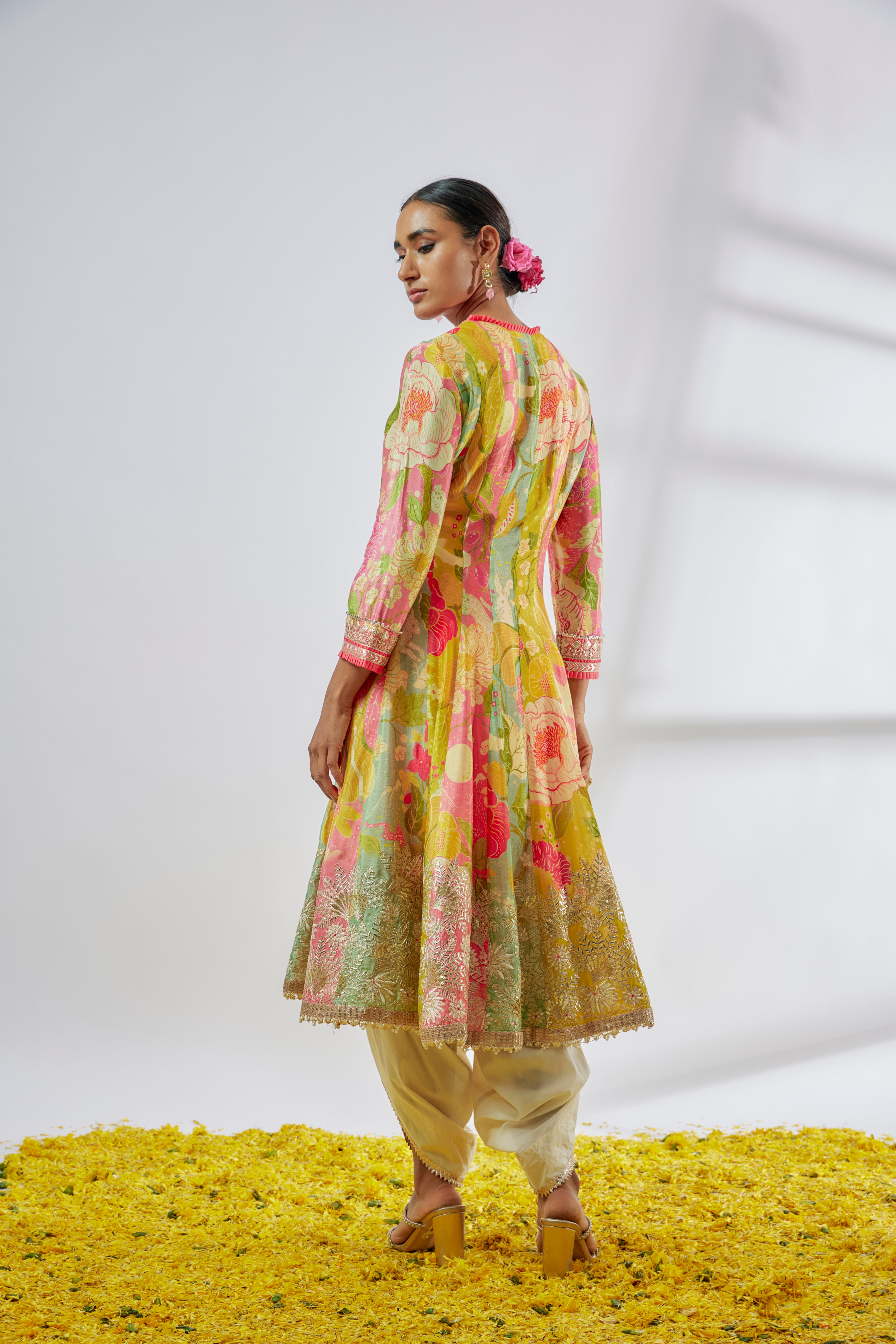 Shop Multi-colour Chiffon Dhoti Set Online | Gopi Vaid