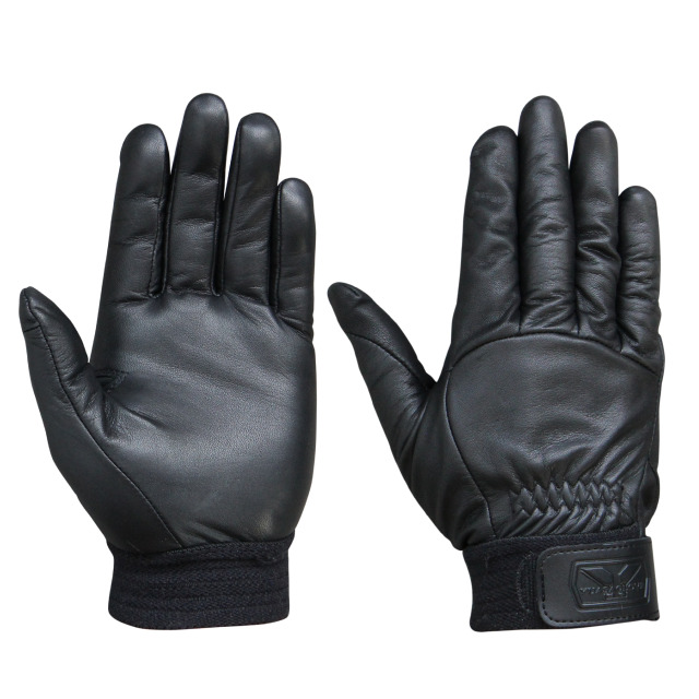 ロープレスキュー 牛革手袋 補強アテなし 手首ゴム ブラック - ユアサ