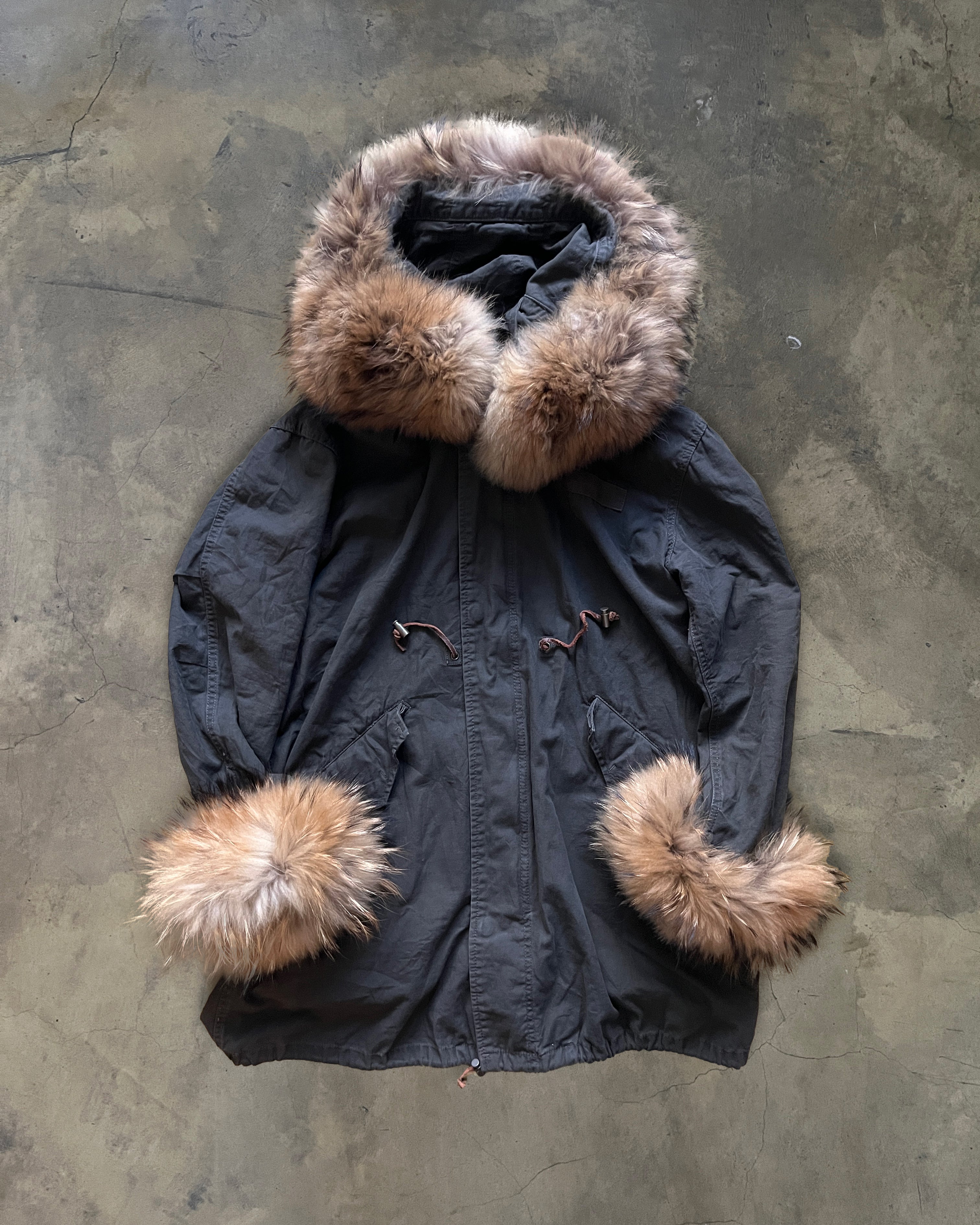 G.O.A RACCOON FUR PARKA WITH DETACHABLE HOOD – glam archive