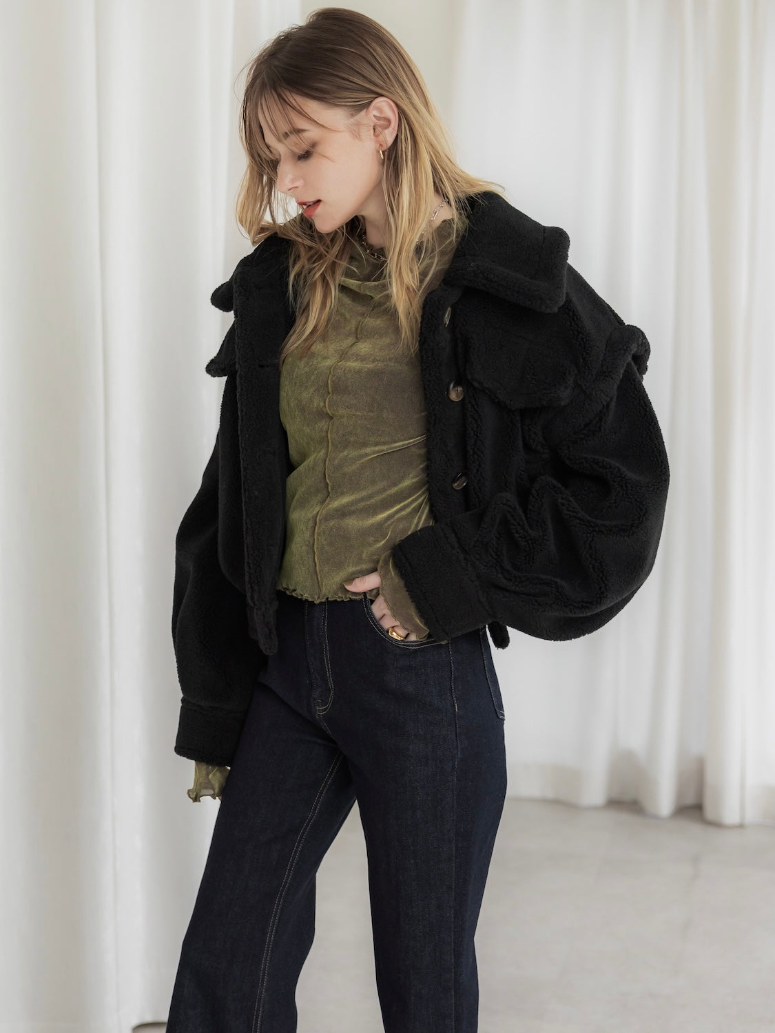 Wide カラー ボアコート