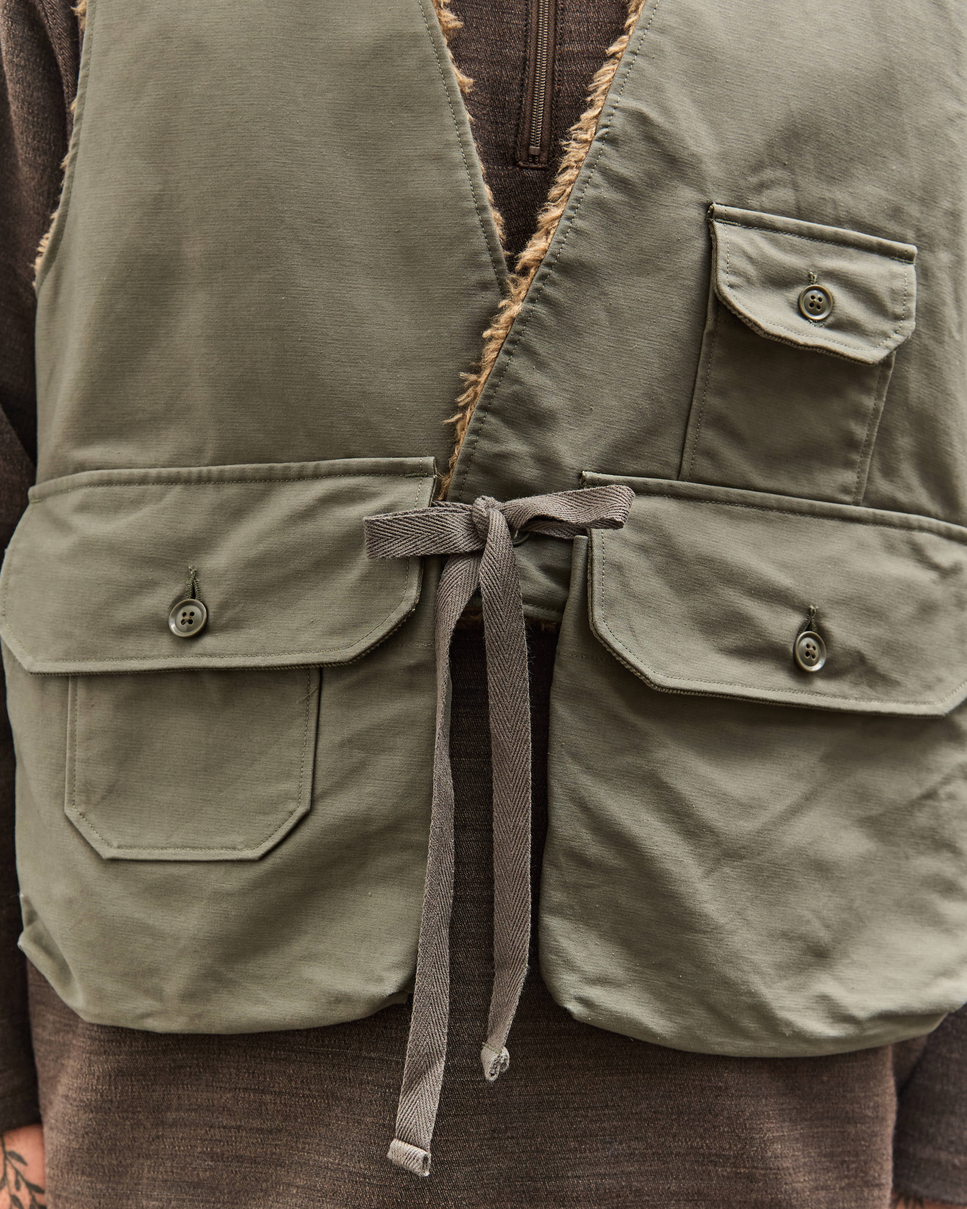Engineered Garments Fowl Vest, Olive – Glasswing
