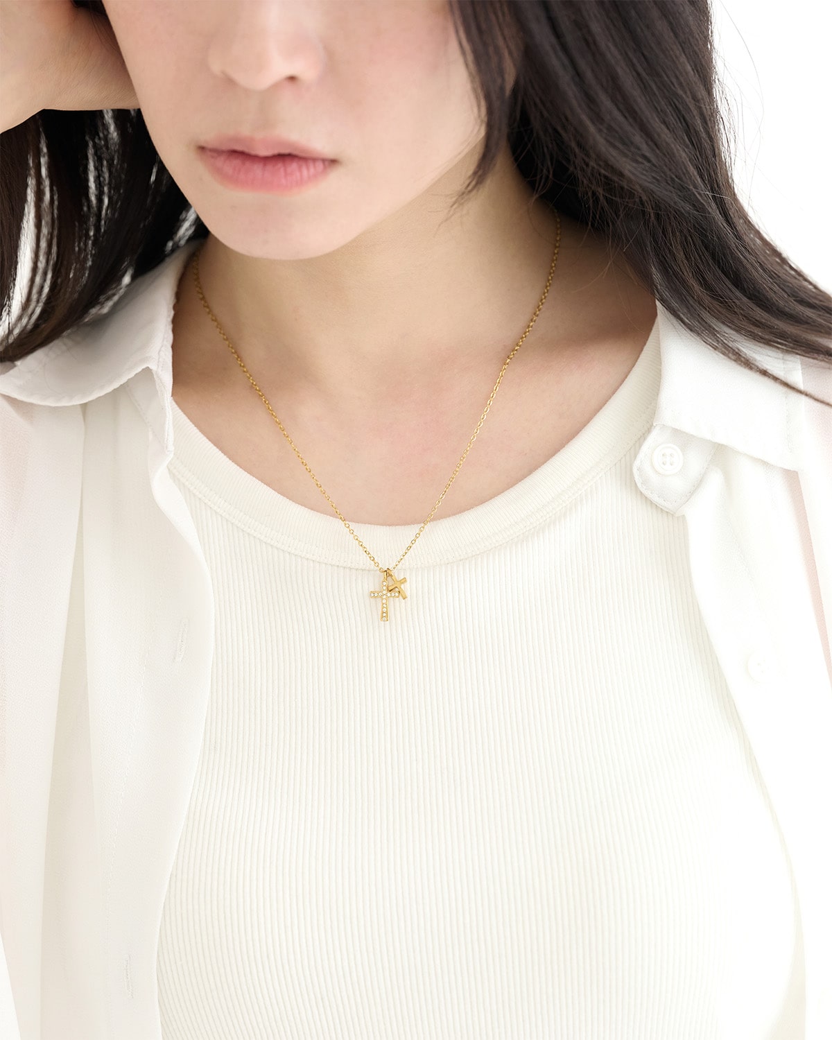 Double cross necklace ダブルクロスネックレス｜GLUCK（グルック