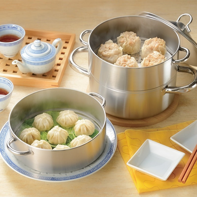 日本製 燕三条 お手入れ簡単! ステンレス3段蒸し器 18cm ガス火・IH