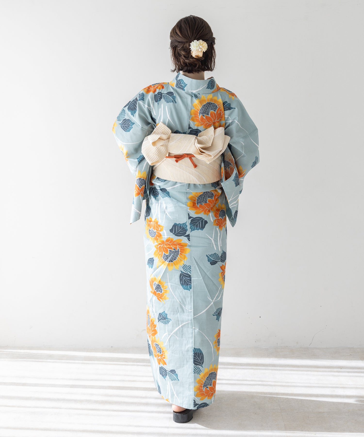 こだわり浴衣5点セット (浴衣/帯/下駄/腰紐/着付け冊子) 変わり織生地