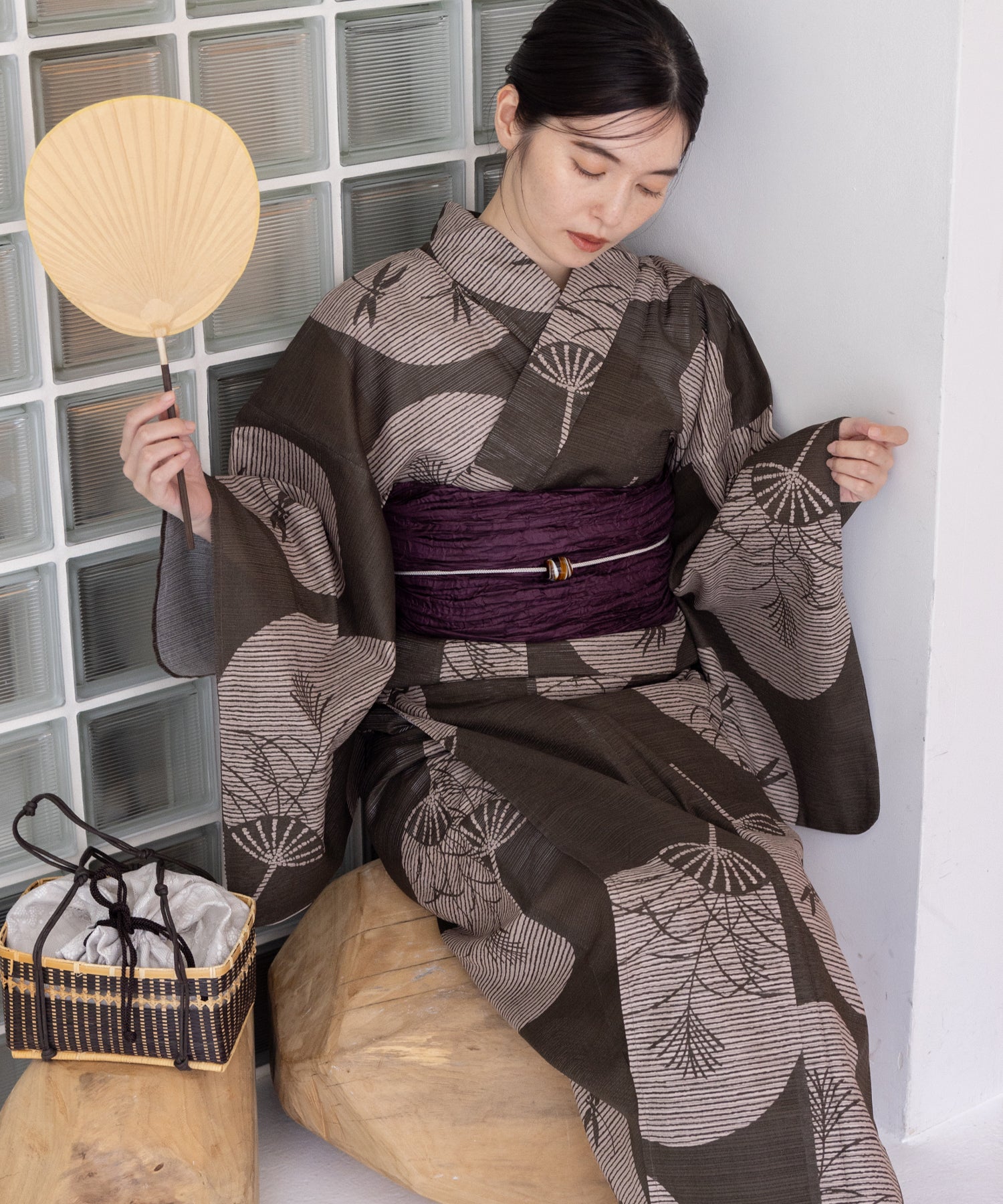 こだわり浴衣5点セット(浴衣/帯/下駄/腰紐/着付け冊子) 綿絽生地 乱絽