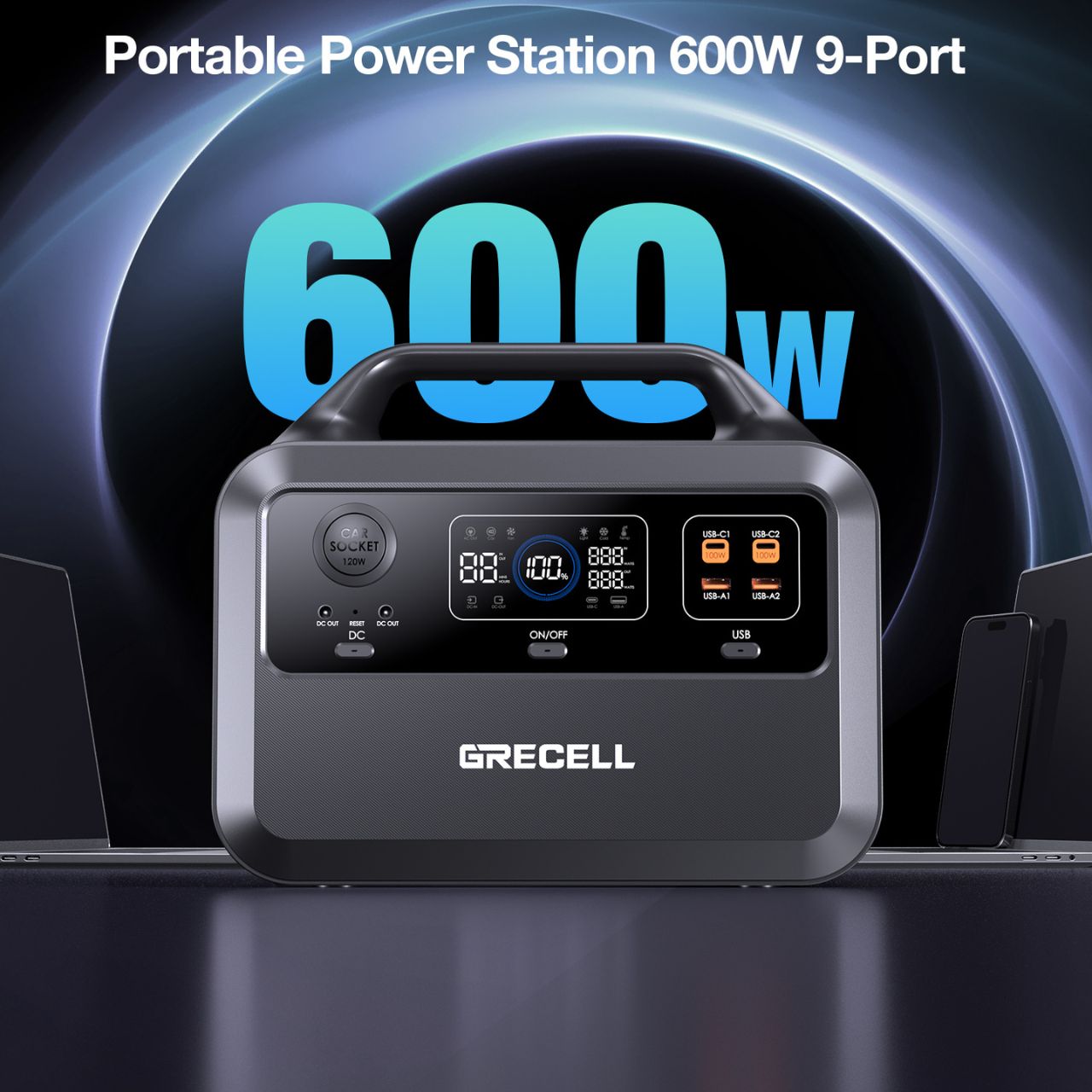 GRECELL Portable Power Station 600W