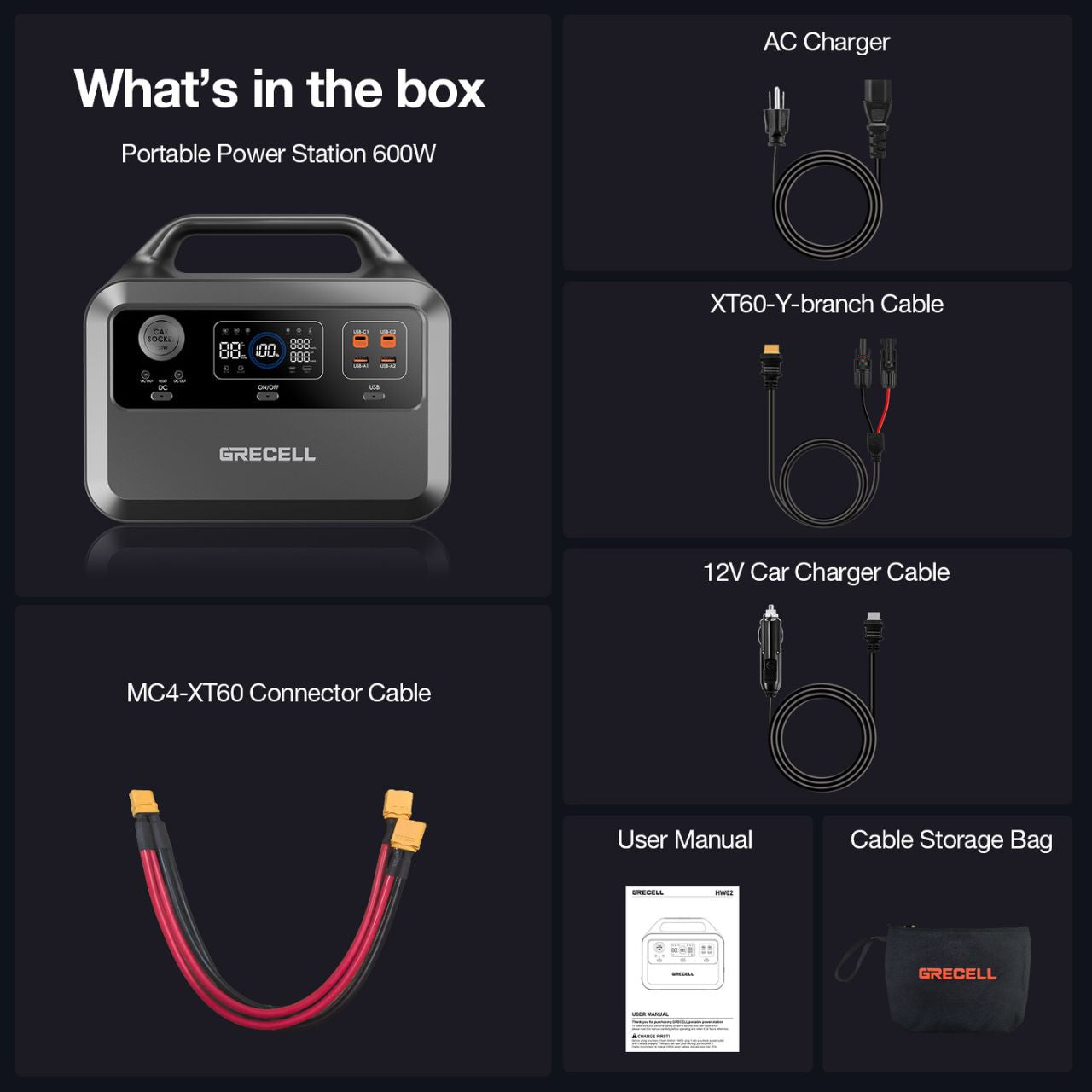 GRECELL Portable Power Station 600W