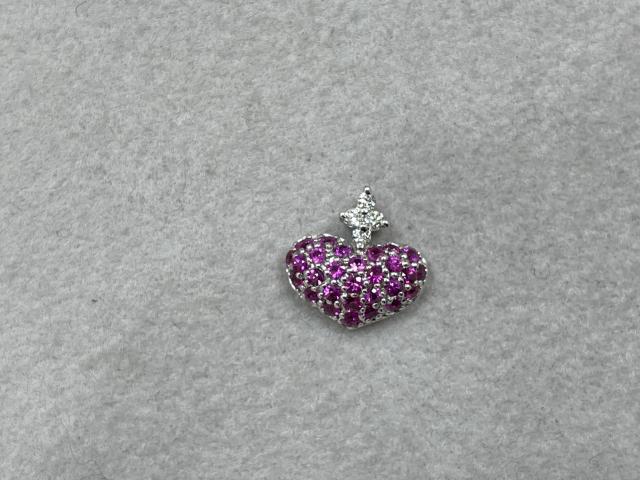 笠原真寿美 ペンダントトップ K18WG 1.8g ピンクサファイア 0.50ct