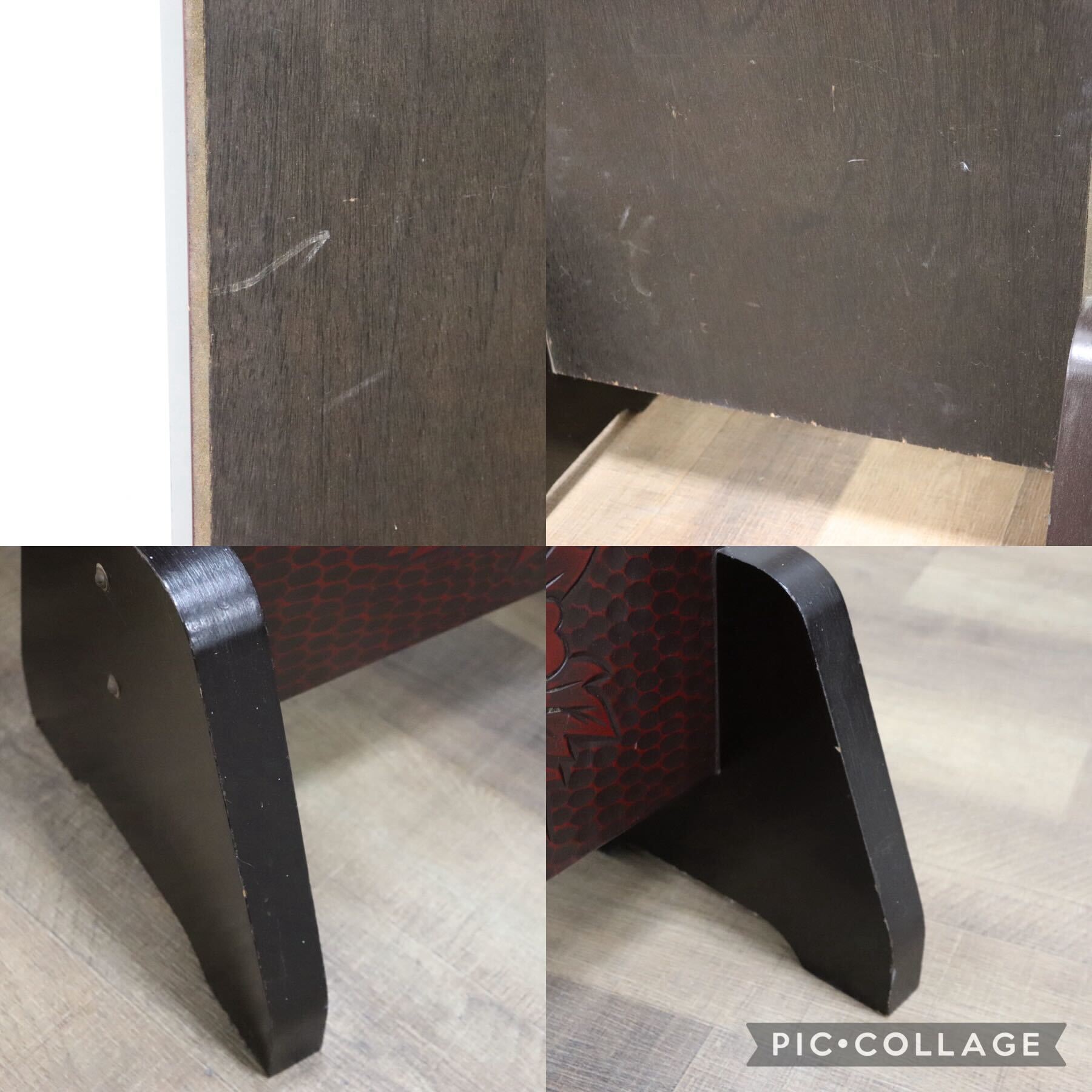 GMGF106○鎌倉彫 スタンドミラー 鏡 姿見 全身鏡 木製 彫刻 漆塗り