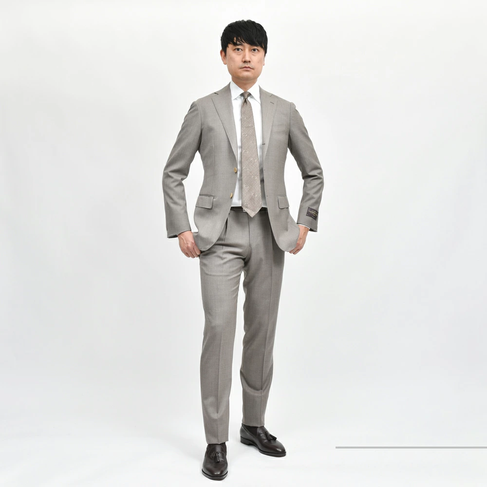 グジ 44 salotto di Guji グレー 麻混 新品同様 SUITS - salotto di