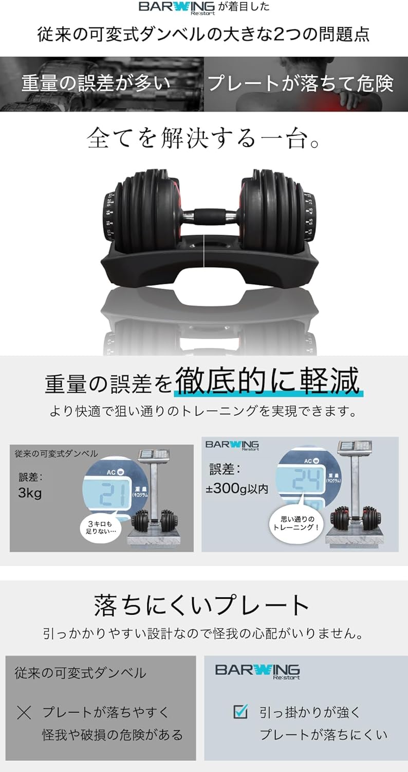 月額2,980円レンタルプラン：BARWING バーウィング 可変式ダンベル