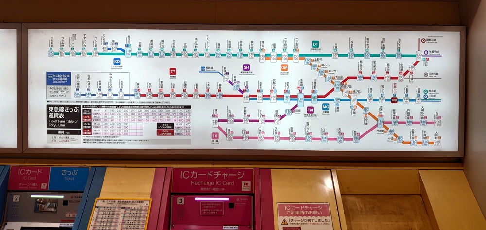 武蔵小山 - 駅の運賃表