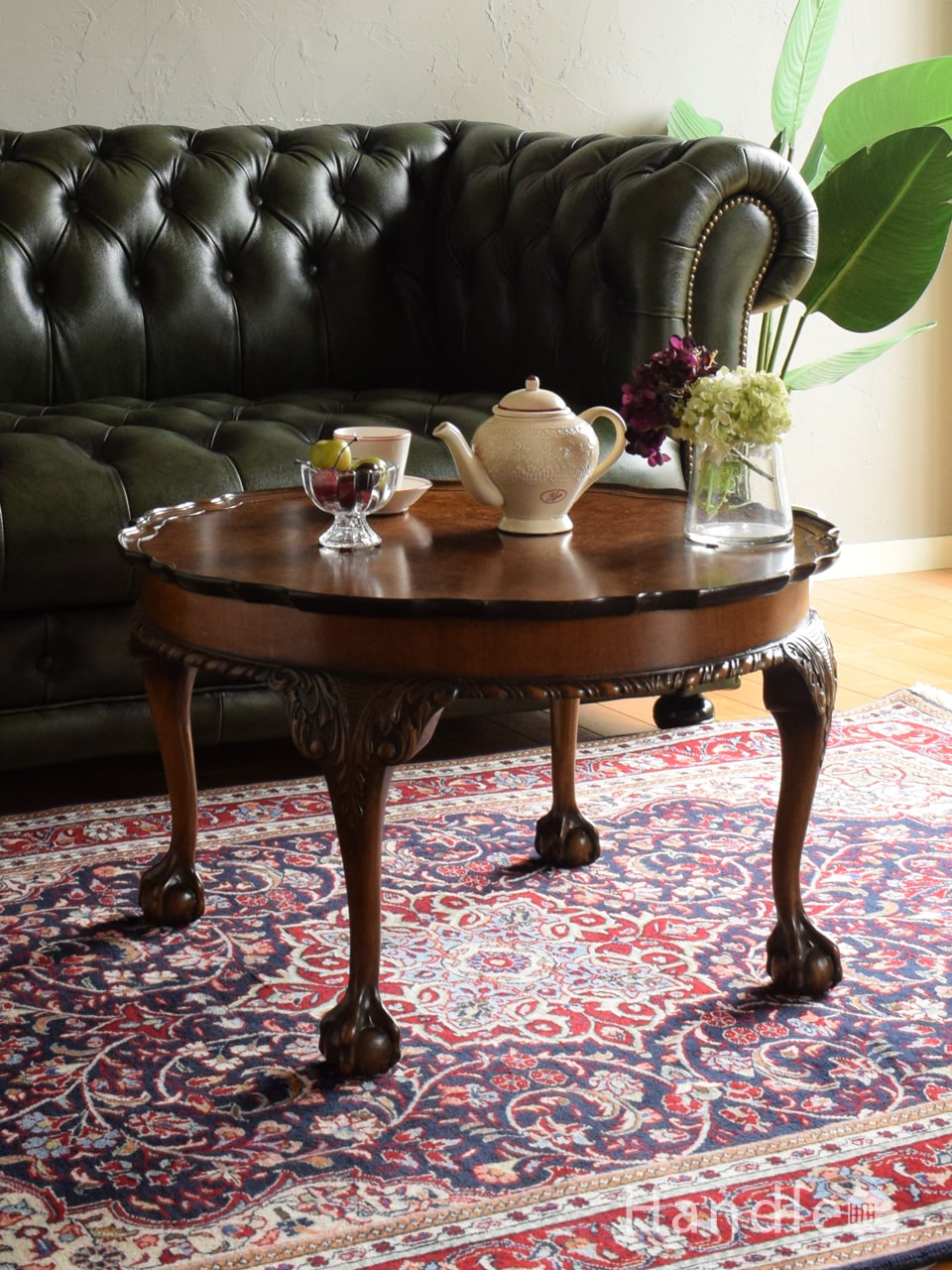 アンティークのコーヒーテーブル、イギリスで見つけた大きなロー