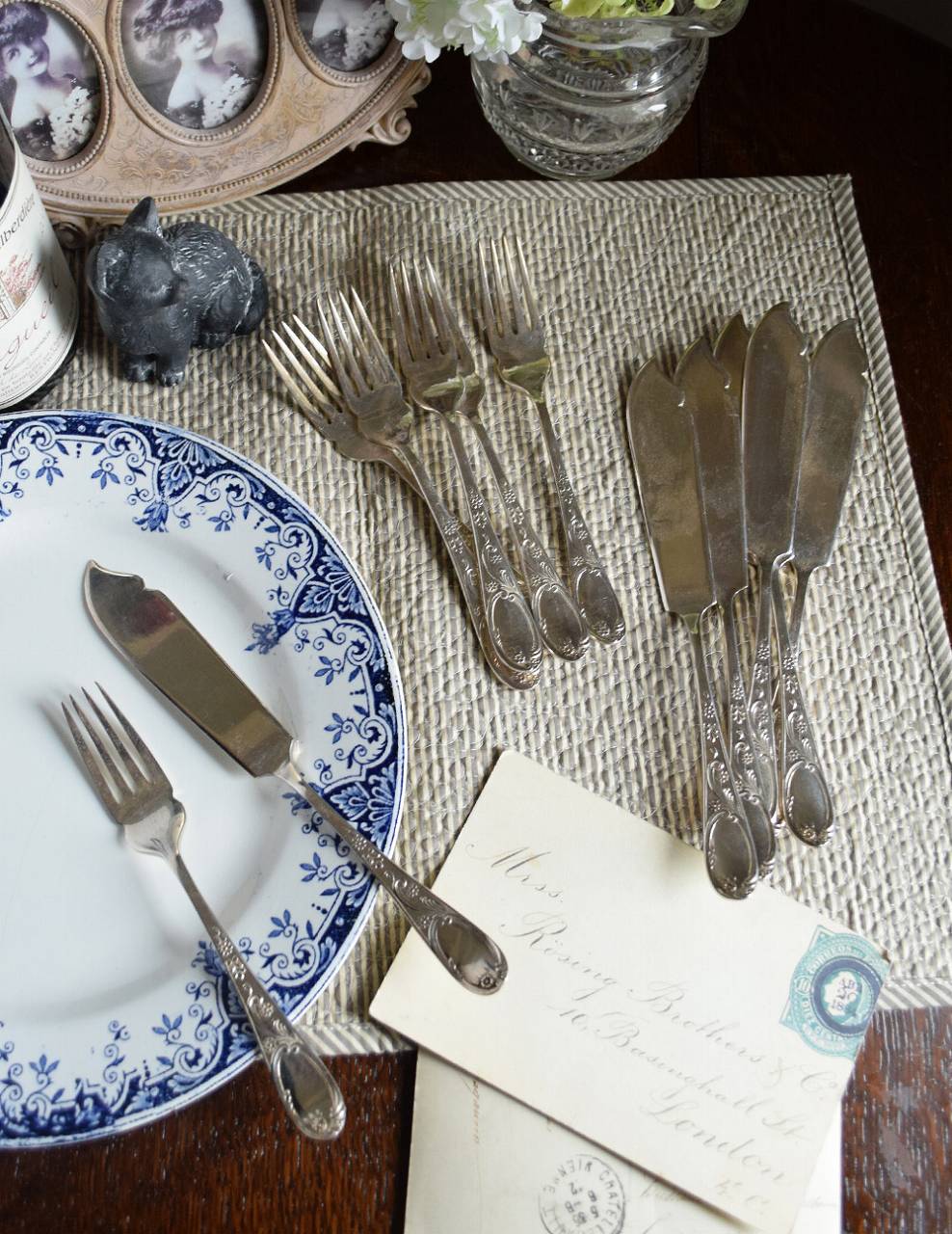 英国の銀食器、アンティークシルバーカトラリーのナイフ＆フォーク