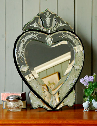1940年代のアンティーク ミラー（ハート）(q-104-z)｜アンティーク雑貨