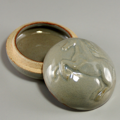 香合・青 干支（午） | 萩焼ショップ【泉-IZUMI】