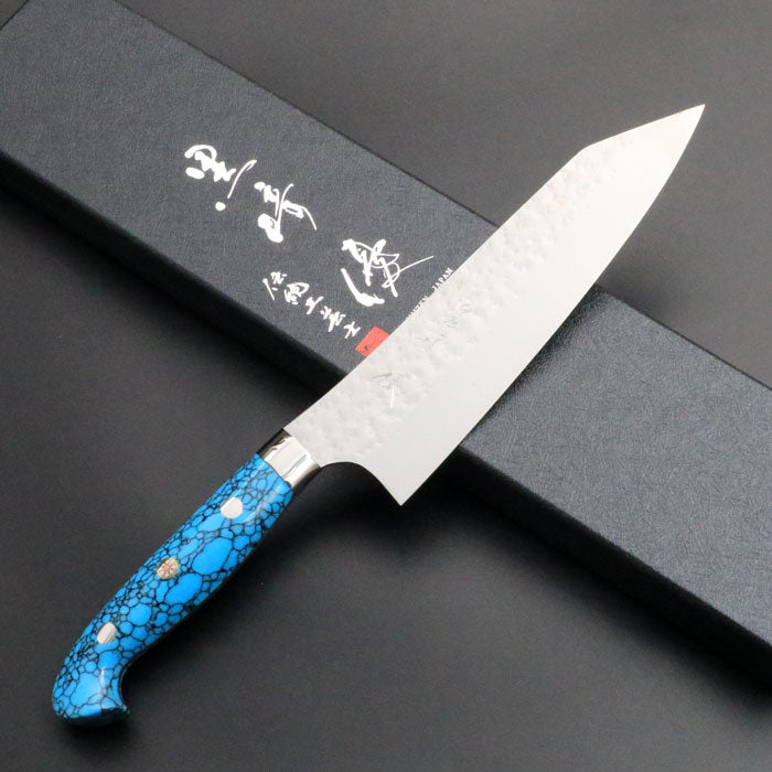 黒崎優 「閃光・鋭」文化 包丁 170mm ターコイズハンドル ISETAN