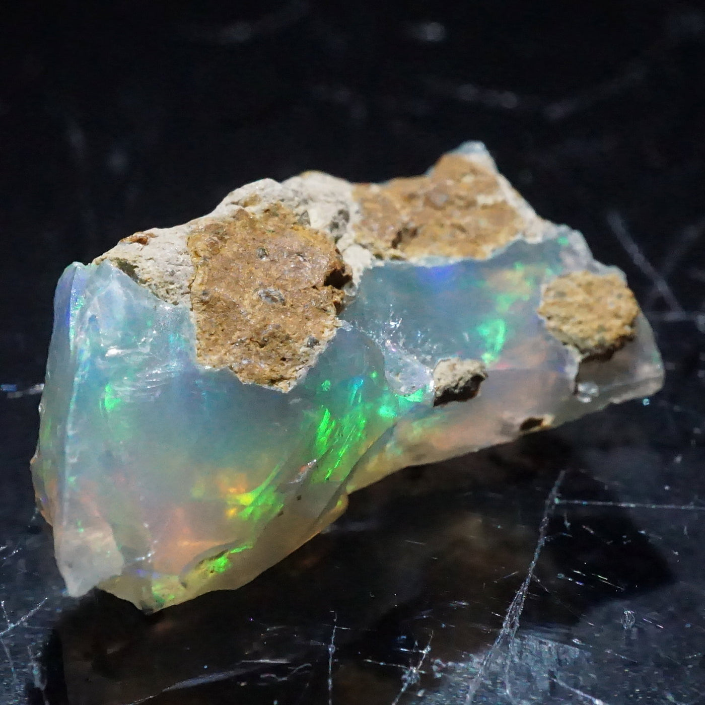 30CT】 エチオピア オパール 原石 青 緑 鉱物標本 ウェロ産 30CT