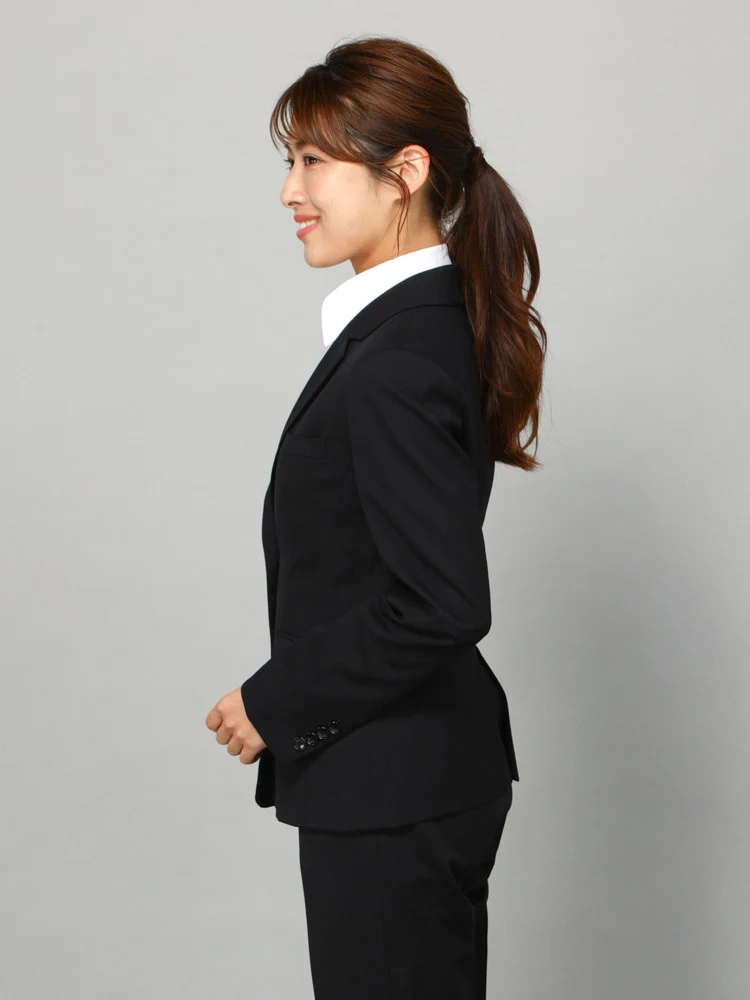 ウォッシャブル】ジャケット 2つボタン 黒無地 ストレッチ STOVEL