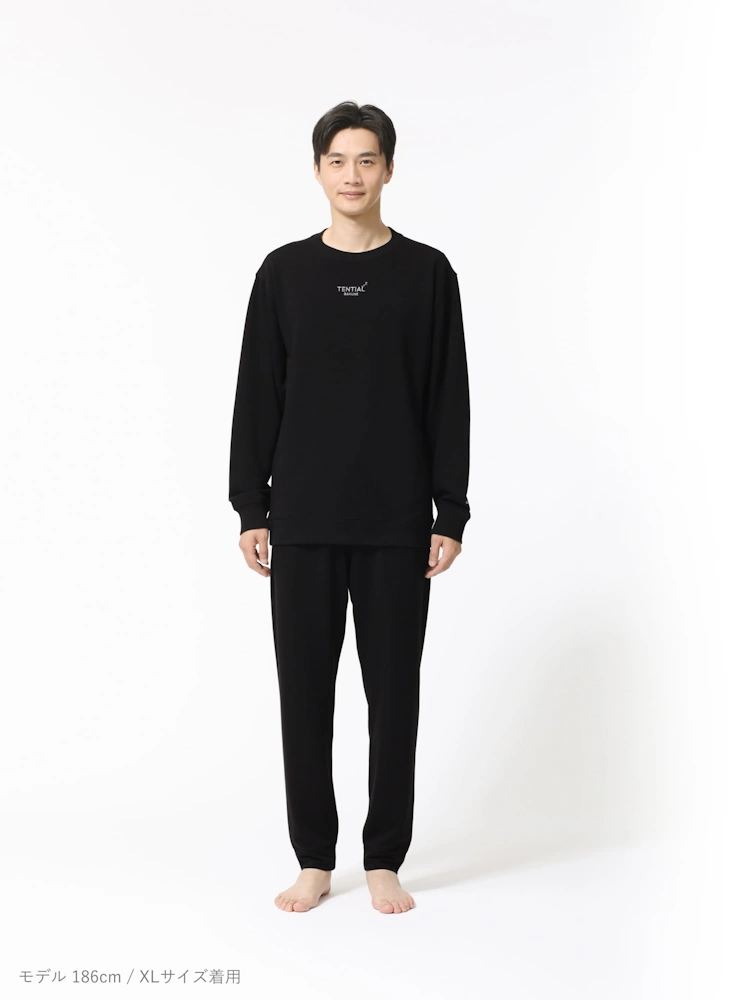 ブラック 【テンシャル】BAKUNE RECOVERY WEAR Sweat Shirt Mens