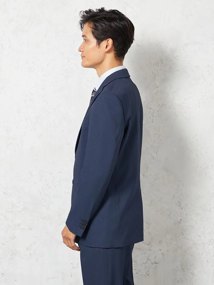 スーツ 2つボタン【WEB限定】上下ウォッシャブル 千鳥格子 ブルー 通年