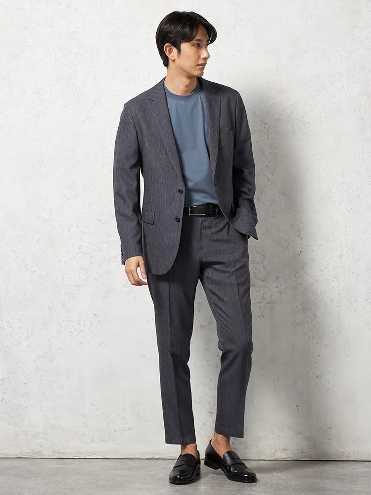 デニム調 セットアップスーツ【WEB限定】上下ウォッシャブル ネイビー