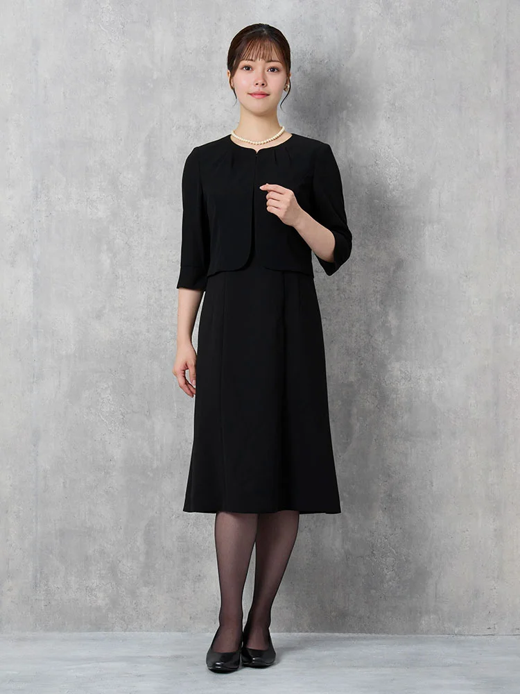 ストレッチ】フォーマル アンサンブル ノーカラージャケット