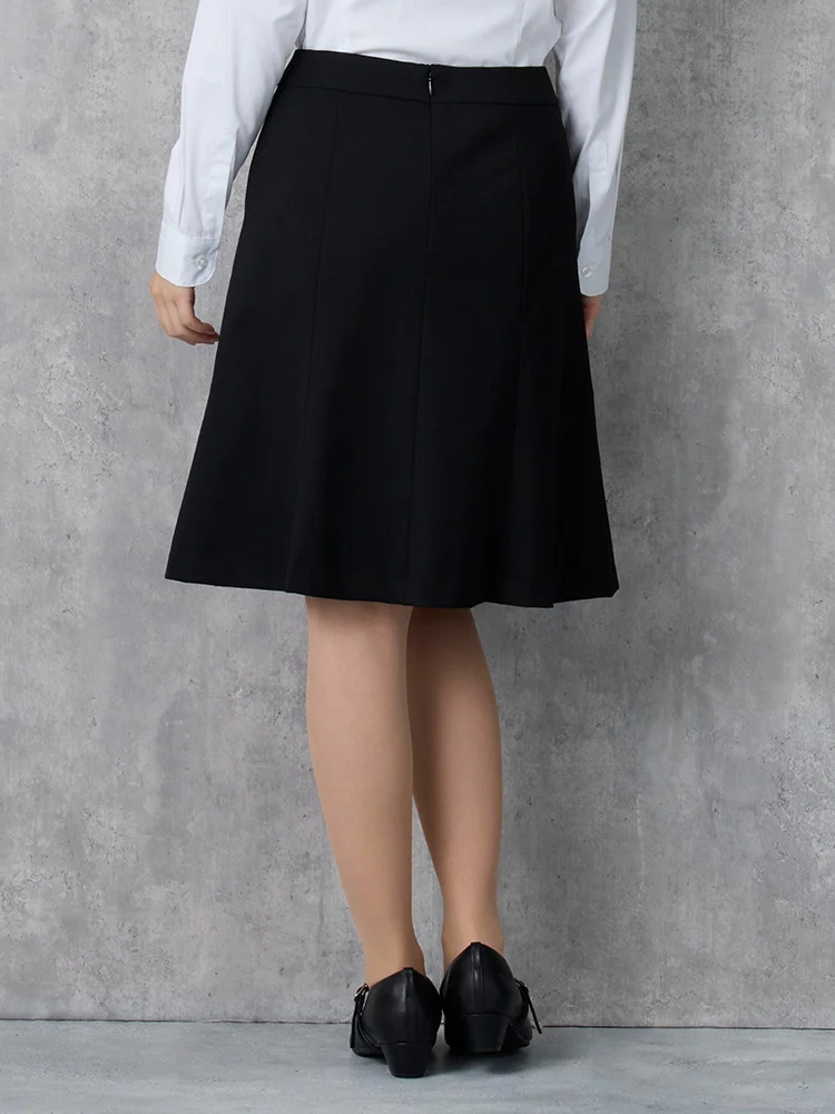 ウォッシャブル】フレアスカート 黒無地 ビエラスティコ 無地 ViVi