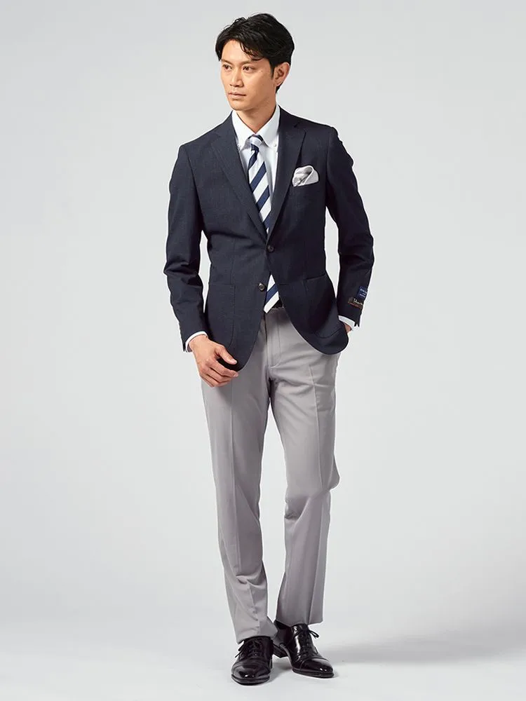 ネイビー 【ストレッチ】ジャケット 2つボタン TOLLEGNO社生地使用