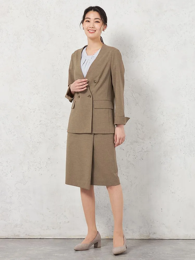 C．グレー 【ウォッシャブル】ダブルジャケット リネンライク