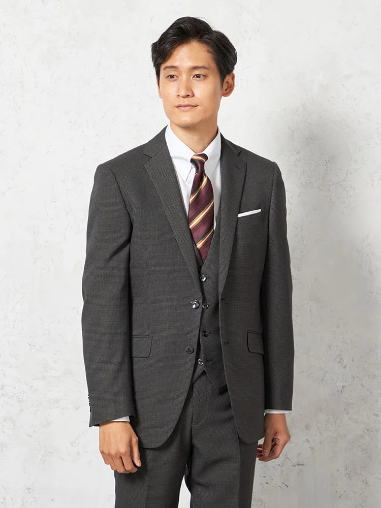 M．グレー 【上下ウォッシャブル】スリーピーススーツ 2つボタン