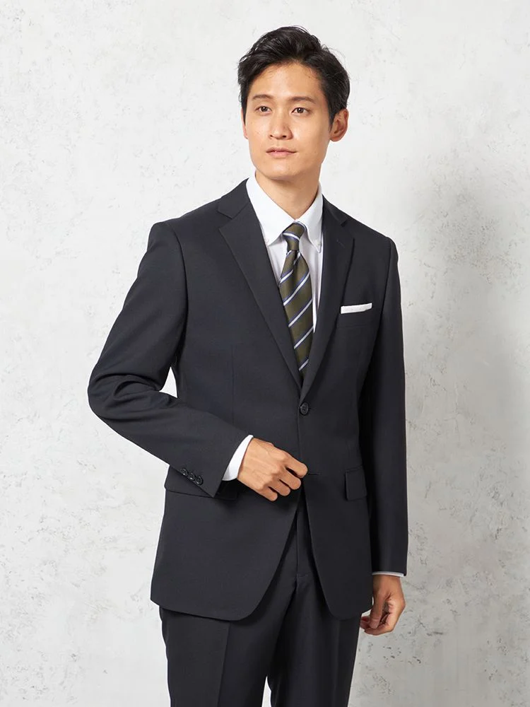 スーツ 2つボタン【WEB限定】上下ウォッシャブル 千鳥格子 ネイビー