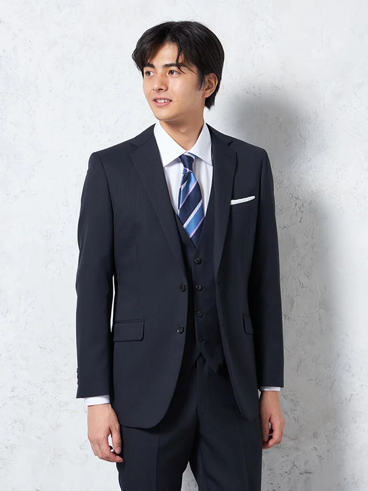 パンツウォッシャブル】スリーピーススーツ 2つボタン ウール混素材