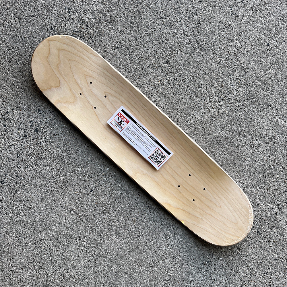 7.5in x 28.65in SKULL & SWORD KHAKI/BURGUNDY SKATEBOARD DECK SHAPE