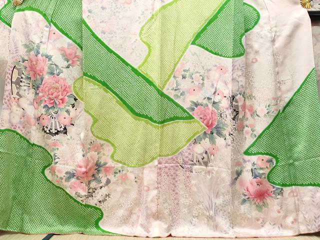 平和屋着物□豪華振袖 駒刺繍 絞り 花車文 銀彩 正絹 逸品 CABD6281fb