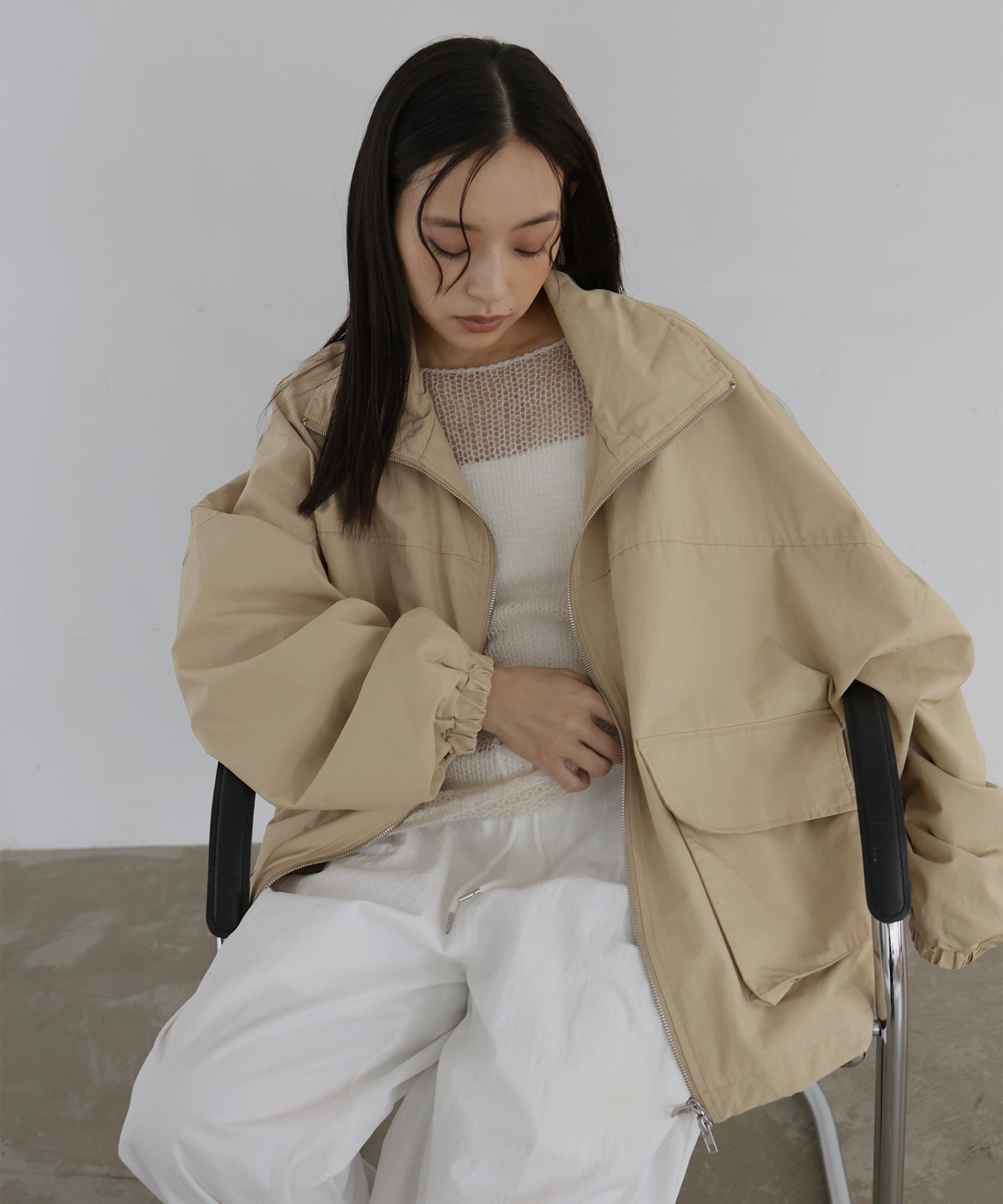 スタンドカラーツイルブルゾン – hellam