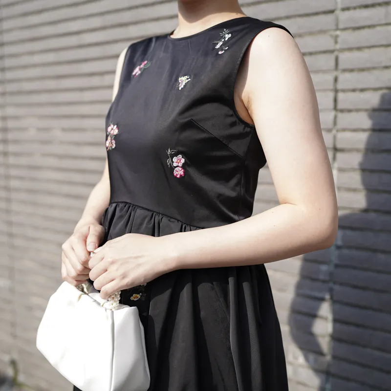 Ameri VINTAGE（アメリ ヴィンテージ）EMBROIDERY DRESS（ブラック/M
