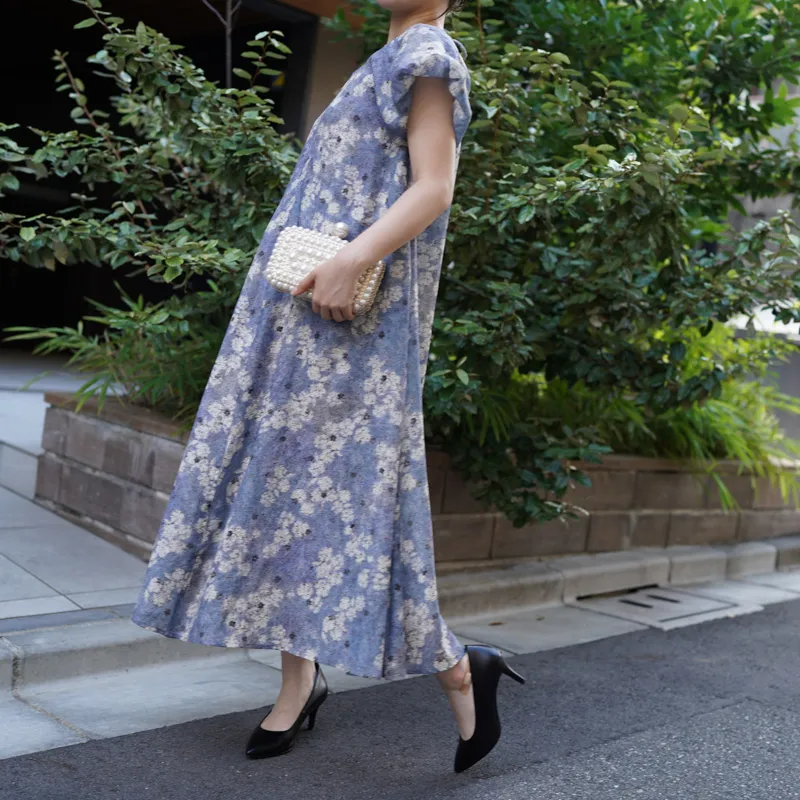 Ameri VINTAGE（アメリ ヴィンテージ）BLUR FLOWER DRESS（ブルー/S