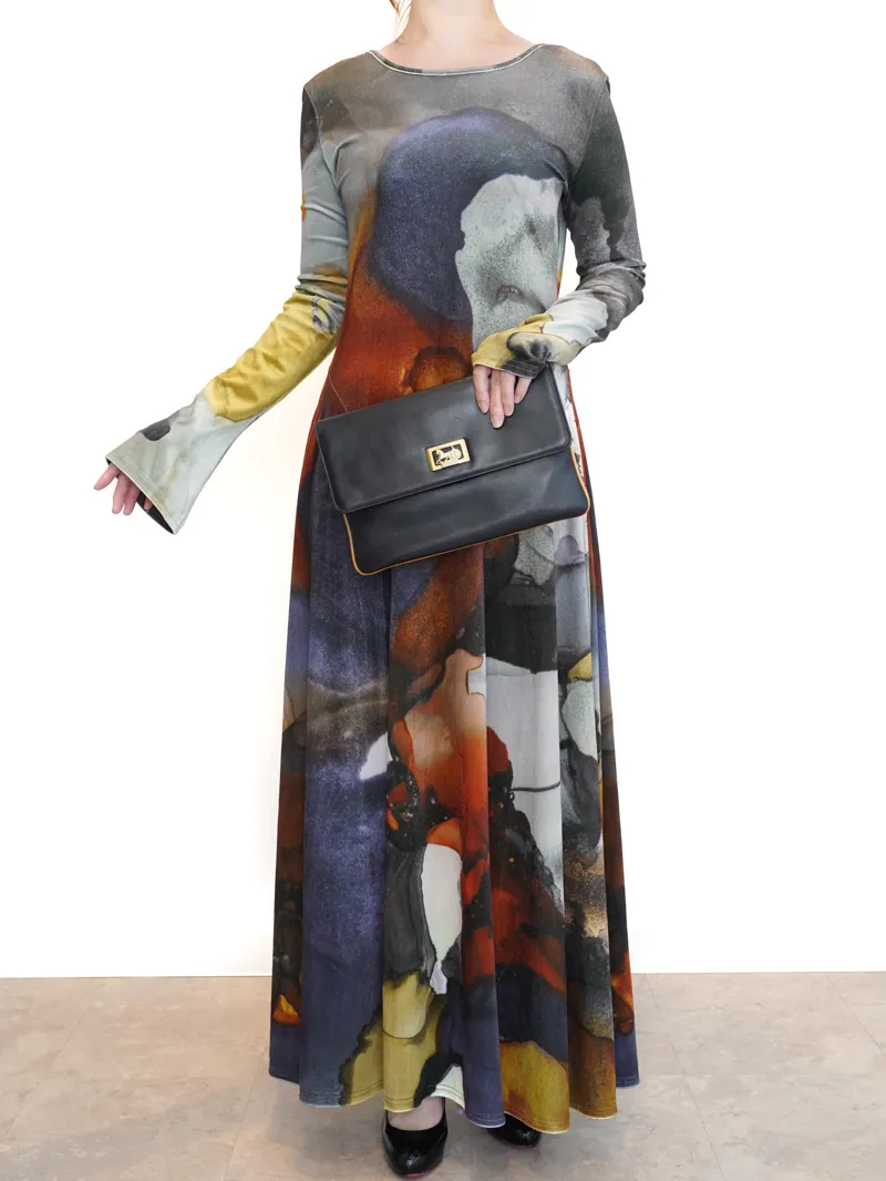 Ameri VINTAGE（アメリ ヴィンテージ）2WAY RUST INK ART VELOUR DRESS