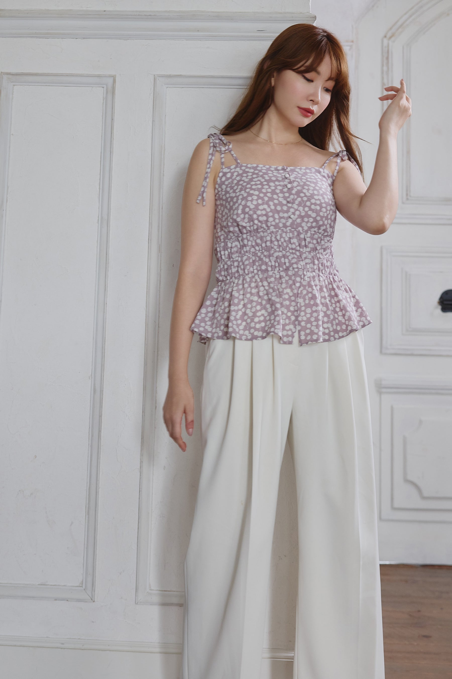 herlipto Cherry Pattern Strap Tops Sサイズ