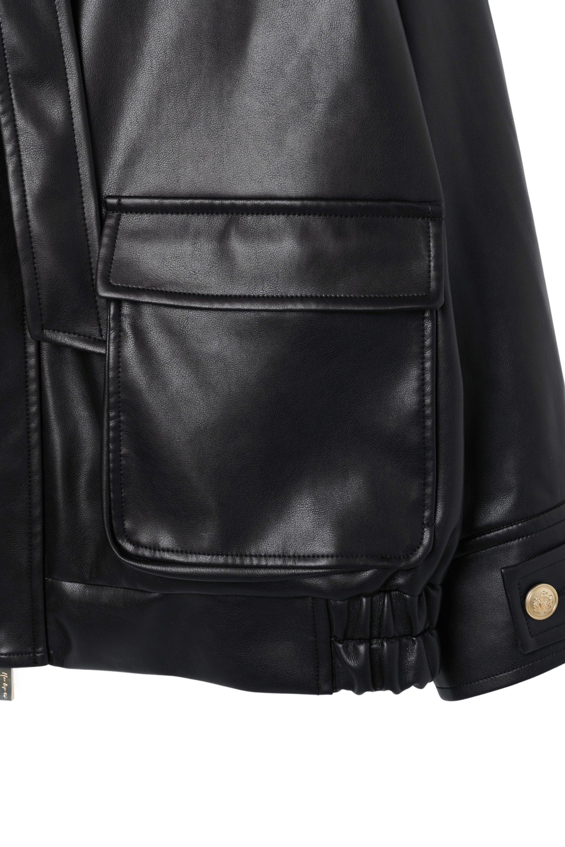 Ribbon-Tie Faux Leather Jacket