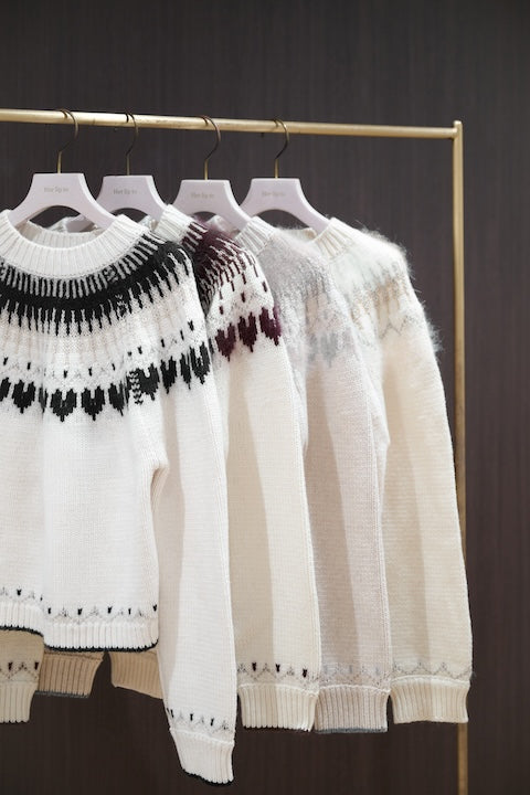 black / espresso / vanilla / light gray] Heart Fair Isle Knit Pullove