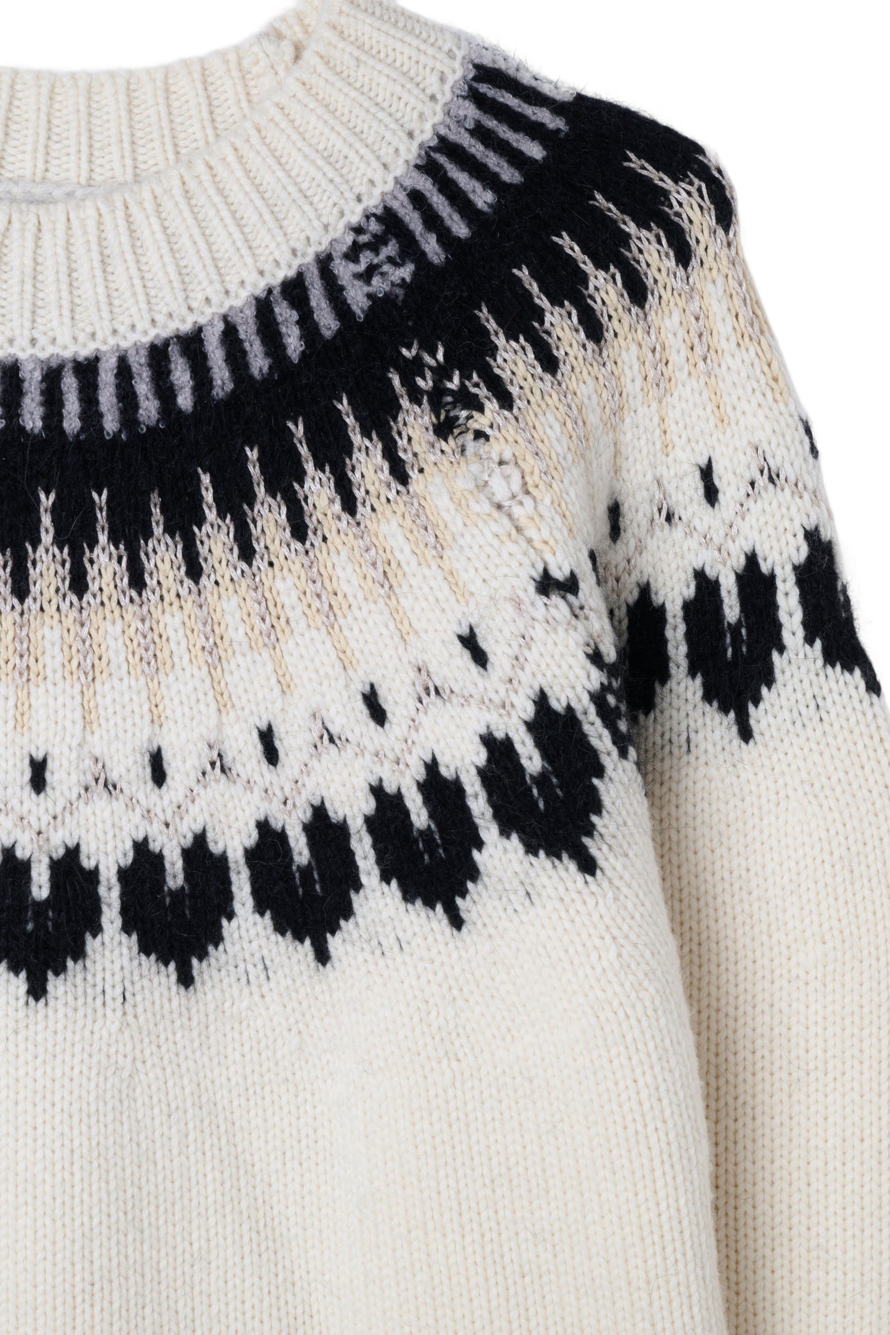 black / espresso / vanilla / light gray] Heart Fair Isle Knit Pullove