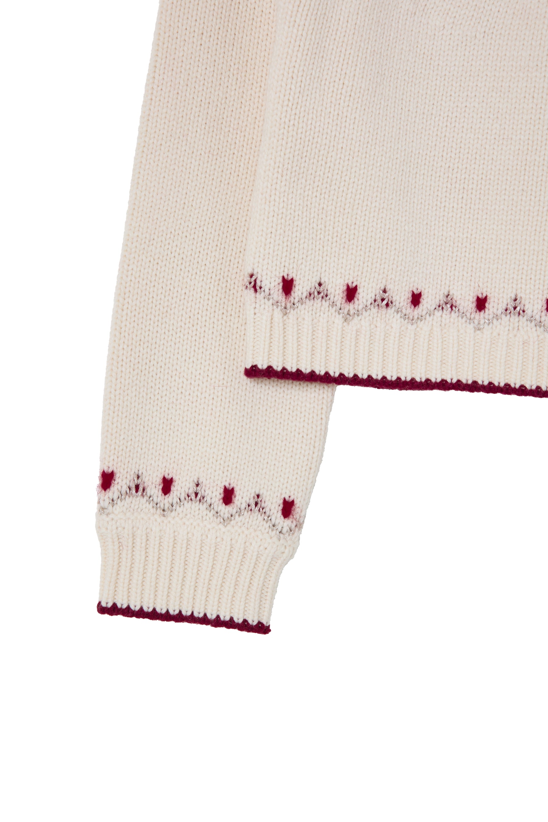 red】Heart Fair Isle Knit Pullover