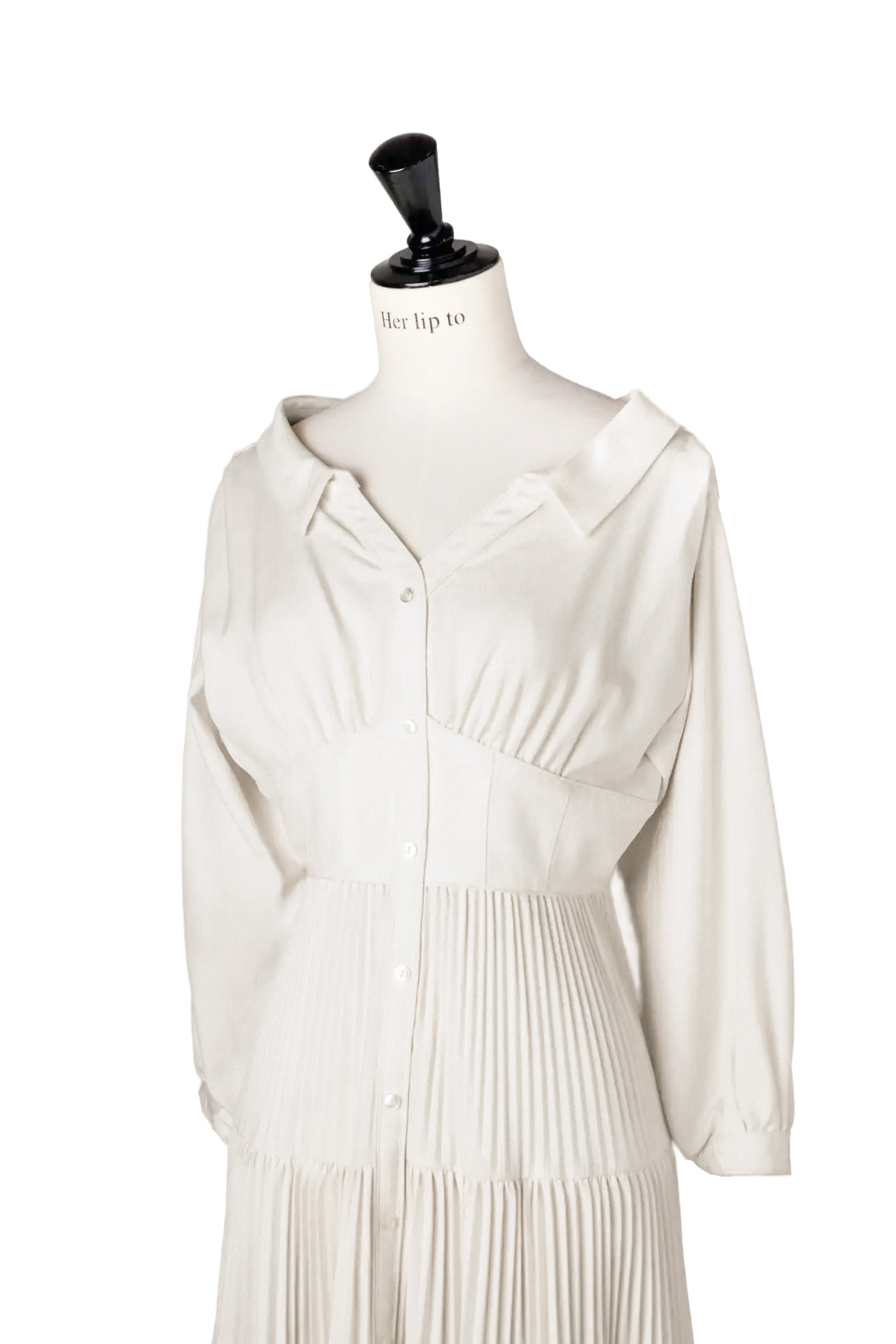 New Color] Pleated Open Shirt Dress