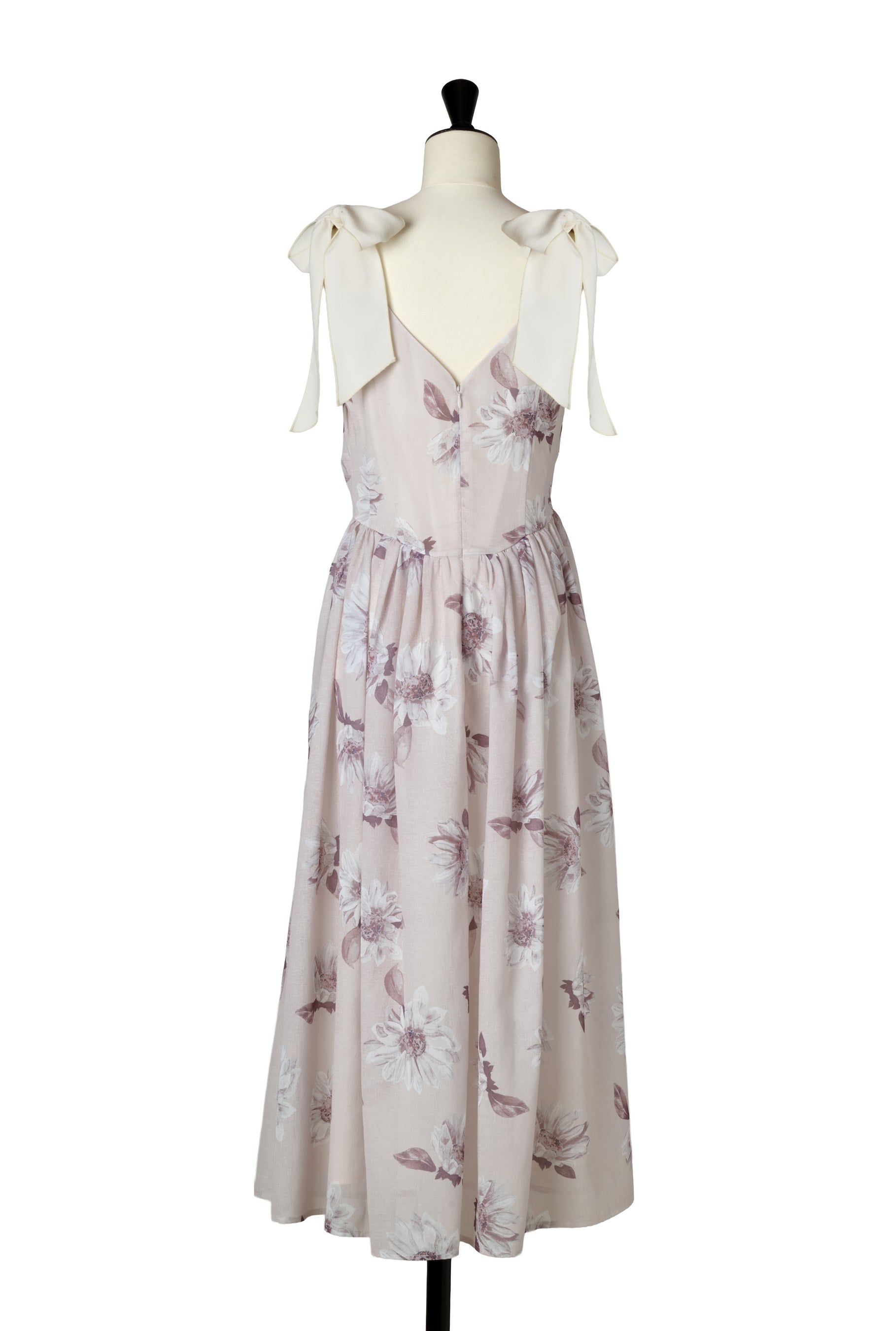 beige petale / pearl white / brandy rose】Sunflower-Printed Midi Dress