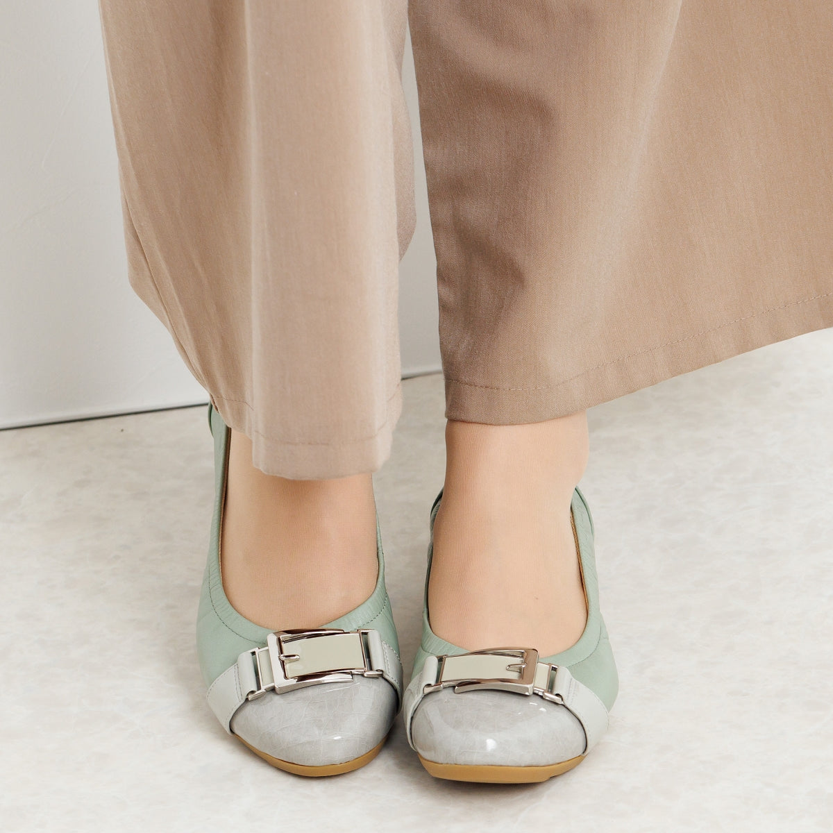 SALE】スクエアバックルスニーカーパンプス/633107