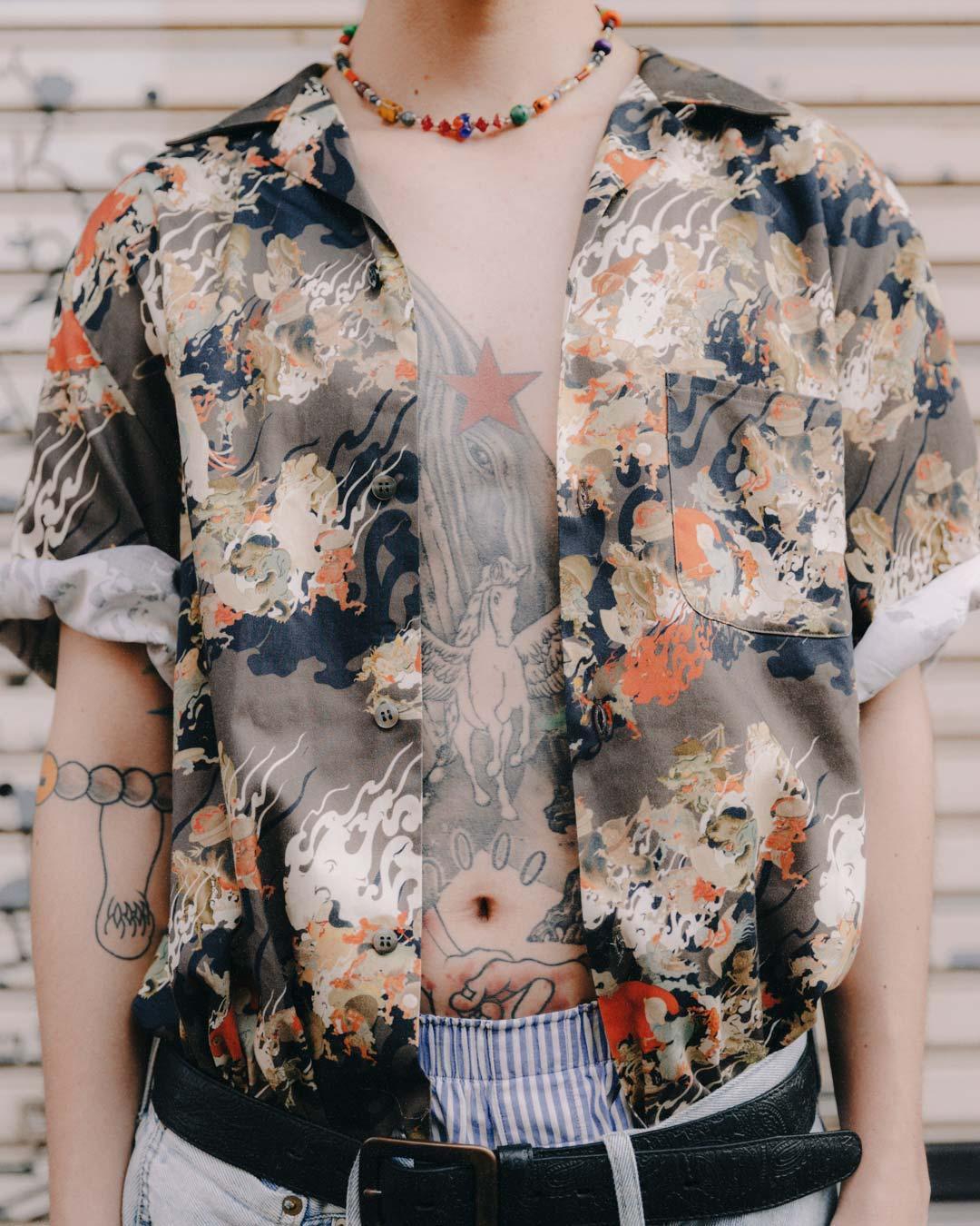 百鬼夜行乃図開襟シャツ | Hyakki Yak open collar shirt – HiKESHi