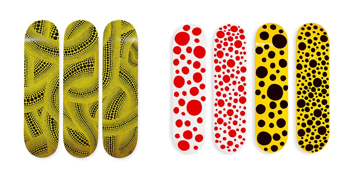 アートに乗って風を切る!? 草間彌生のスケートボードが発売に