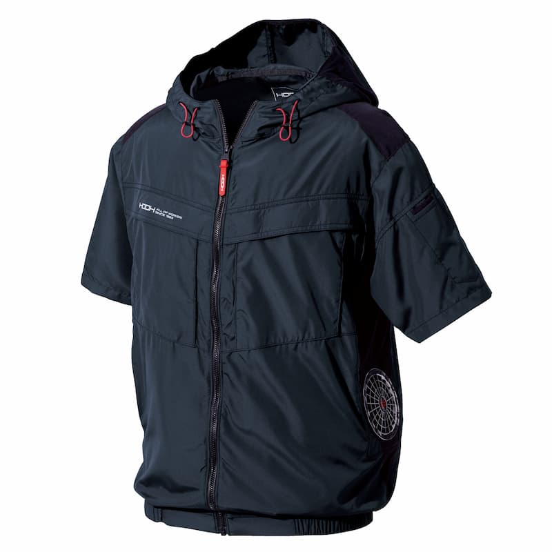 V8817サイドファン半袖フードジャケット 空調機能を取り入れたファン